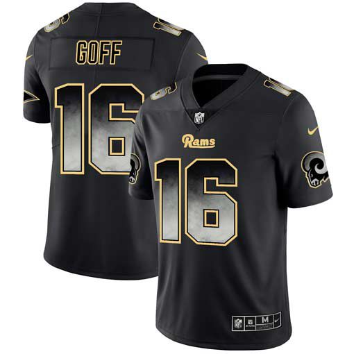 Men Los Angeles Rams #16 Goff Nike Teams Black Smoke Fashion Limited NFL Jerseys->los angeles rams->NFL Jersey